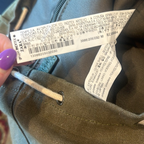 Zara Men Canvas Drawstring Backback Rucksack - Picture 5 of 5